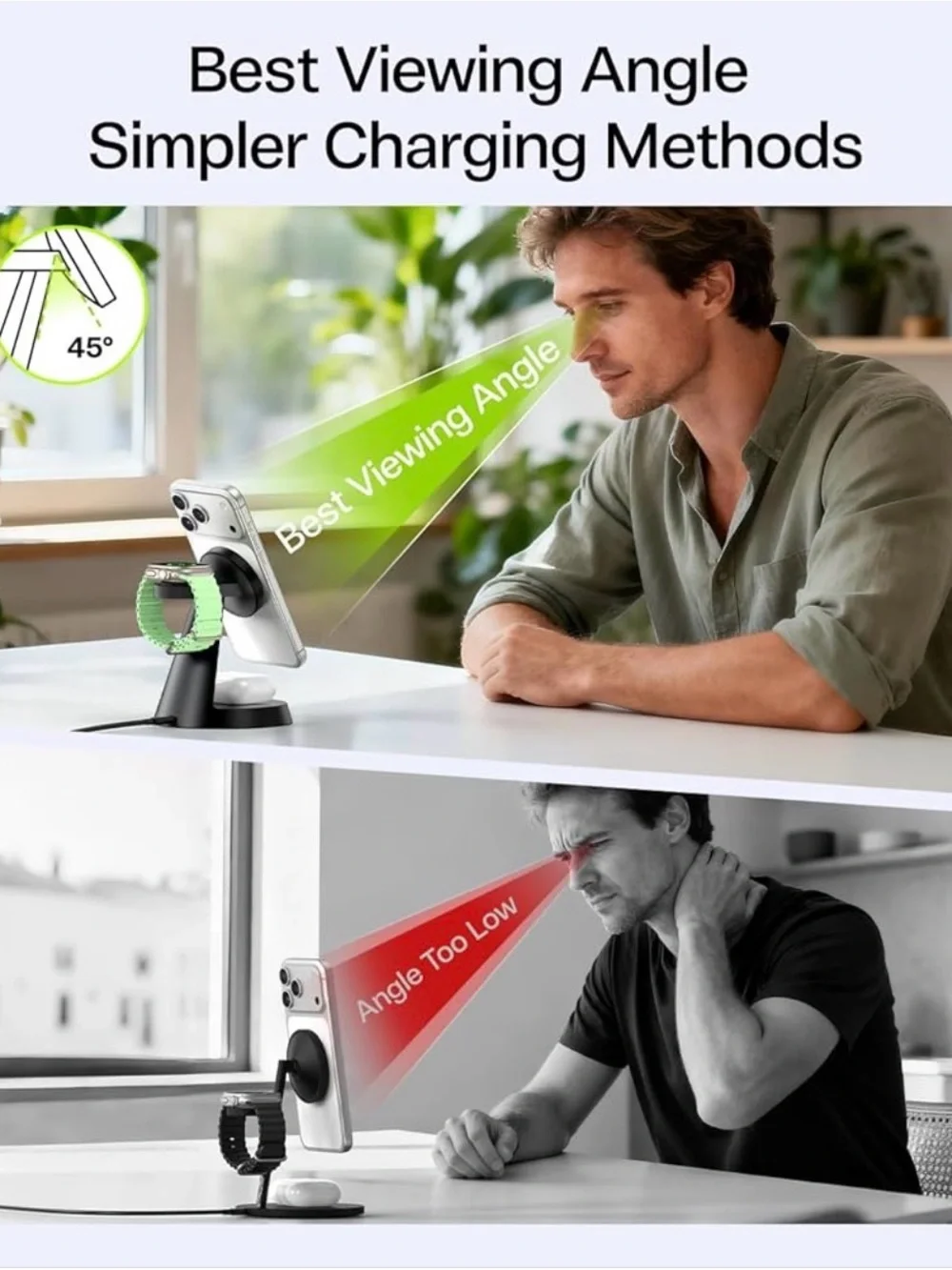 3-in-1 Magnetic Charging Stand for Phone, Watch and Earbuds - Mint Green